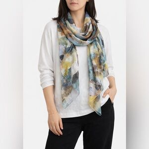 Echo Multicolor Lightweight Scarf Blue Yellow Abstract Wrap 70x20